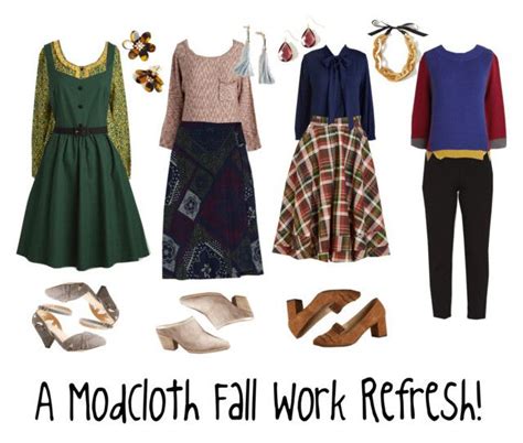 fall work refresh by modcloth liked on polyvore featuring seychelles chic work outfits