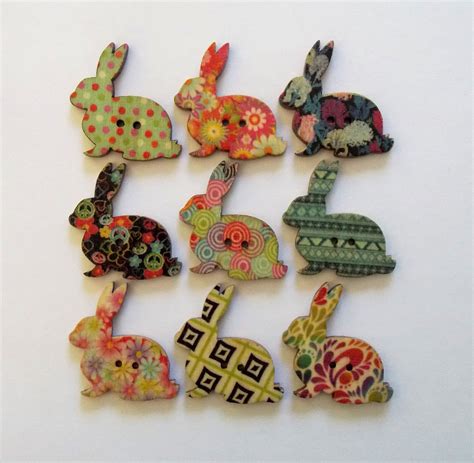 Bunny Buttons Rabbit Buttons Easter Buttons Sewing Etsy