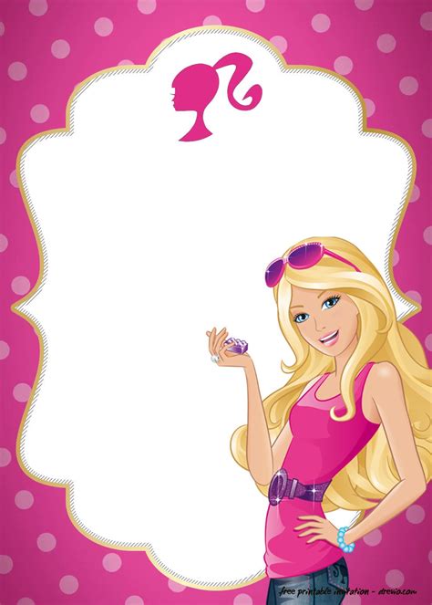 Free Polkadot Pink Barbie Invitation Templates Download Hundreds Free Printable Birthday