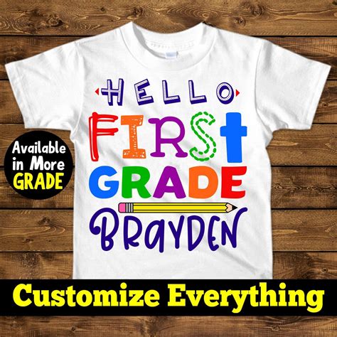 Hello First Grade Shirtpersonalized 1st Grade Shirtback To School
