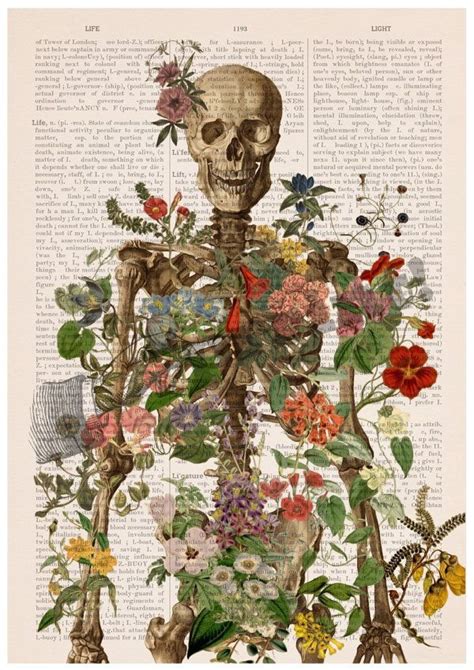 Floral Skeleton Print Skeleton Art Print Anatomy Wall Art Aesthetic Art