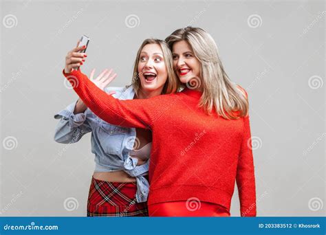 Best Friends Having Fun Portrait Of Happy Women In Stylish Clothes