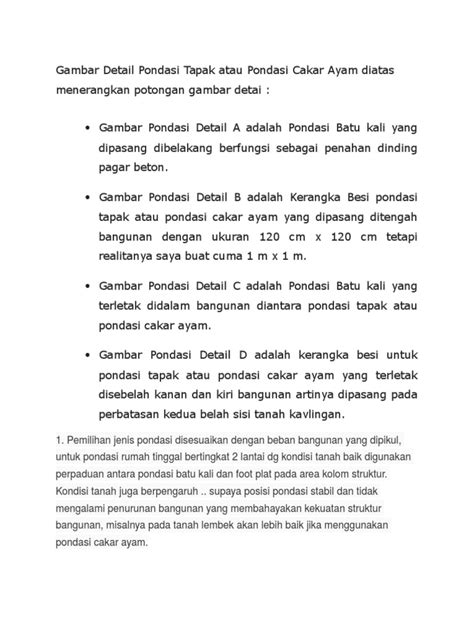Atau bisa juga memakai besi diameter 12mm dipasang sejarak demikian gambaran berserta penjelasan tentang contoh struktur pondasi cakar ayam rumah 2 lantai yang kuat namun tidak boros, semoga bisa. Ukuran Pondasi Cakar Ayam Rumah 3 Lantai - Info Terkait Rumah