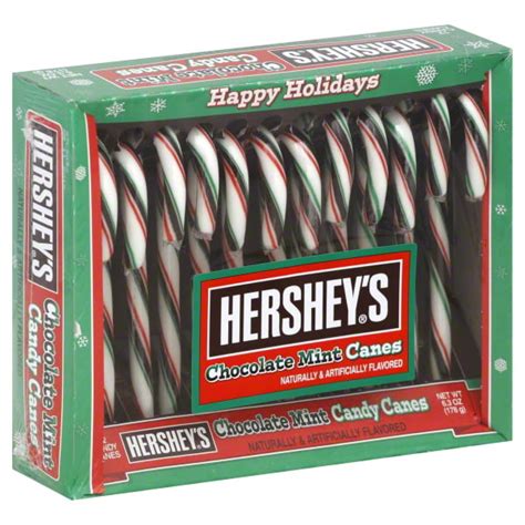 Hersheys Chocolate Mint Candy Canes 63 Oz 12 Count