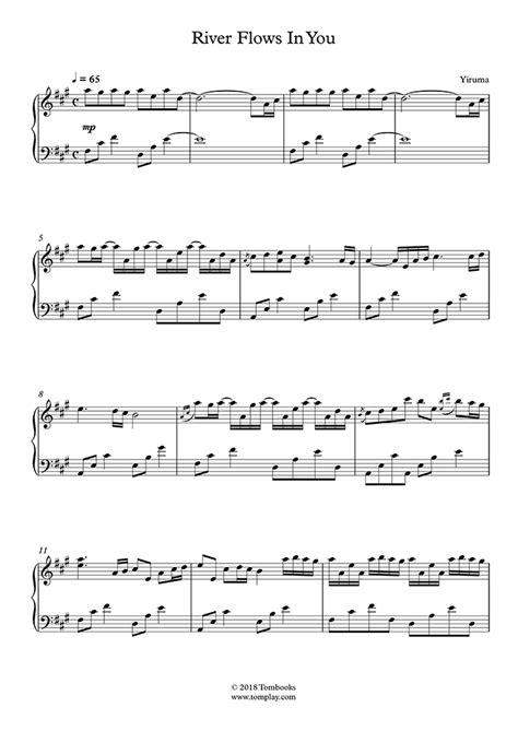 For over 20 years we have provided legal access to free sheet music. Piano Sheet Music River Flows In You (Yiruma)