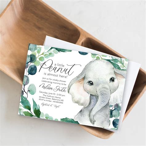 Gender Neutral Jungle Elephant Baby Shower Invitation Etsy