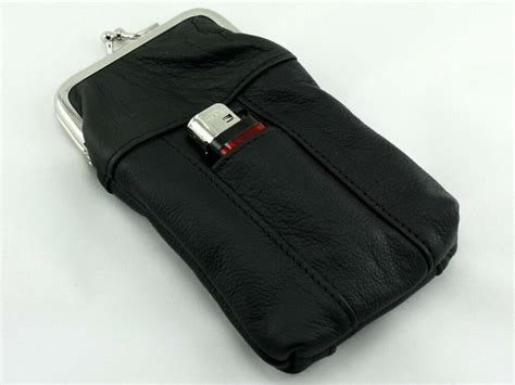 Black Leather Cigarette Pack Holder Pouch Case With Lighter Holder Ebay