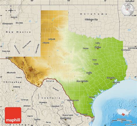 Physical Map Of Texas Shaded Relief Outside