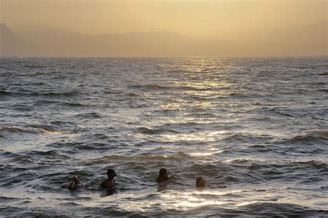 The Waves Of The Sea Of Galilee Crash On The Beach Of Israel Stock
