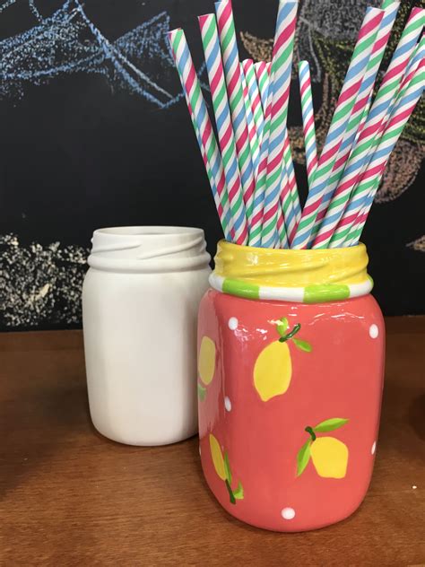 Lemon Mason Jar Ceramics Projects Paint Your Own Pottery Mason Jars