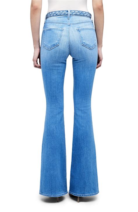 Lagence Denim Braid Detail High Waist Bell Bottom Jeans In Blue Lyst