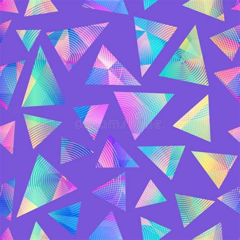 Purple Triangle Seamless Pattern With Grunge Effect Stock Vector