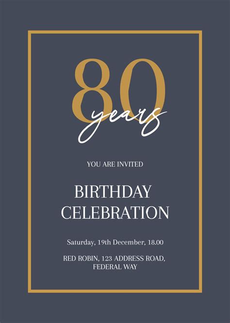 Personalised 80th Birthday Invitations Optimalprint