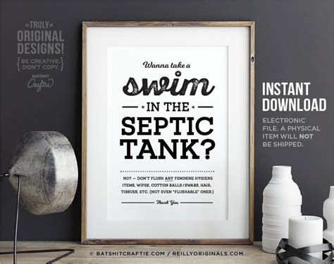 Funny Printable Septic System Bathroom Sign Take Swim Tank Do Not Flush