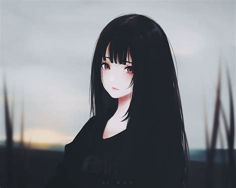 Hd Wallpaper Black Haired Female Character Anime Anime