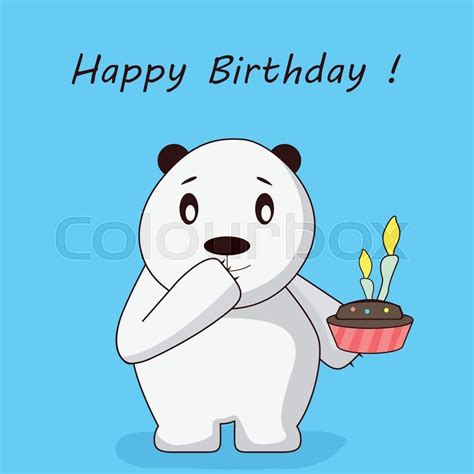 Happy Birthday Polar Bear Cartoon Stock Vector Colourbox