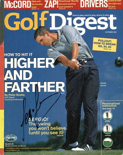 9999 Sergio Garcia Authentic Signed 1999 Golf Digest Magazine Psa