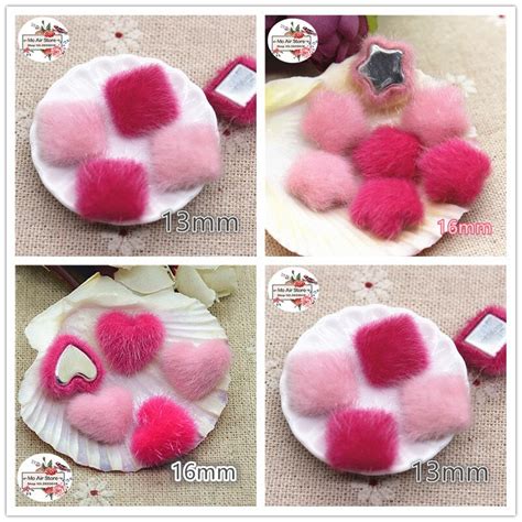 50pcs Pink Flatback Hairy Fabric Covered Heartsquarestar Buttons Home Garden Crafts Cabochon