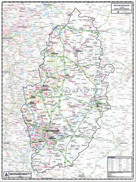 Nottinghamshire County Map 2021 County Map Wall Maps Custom Map Maker