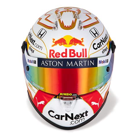 Max verstappen racet tijdens de belgische grand prix met een opvallend oranje helm. Red Bull Racing Shop: Max Verstappen 2020 1:2 Mini Helmet ...