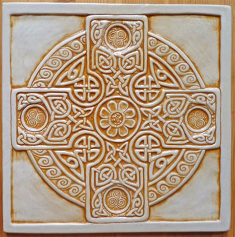 Decorative Handmade Ceramic Tile Celtic Cross Tile