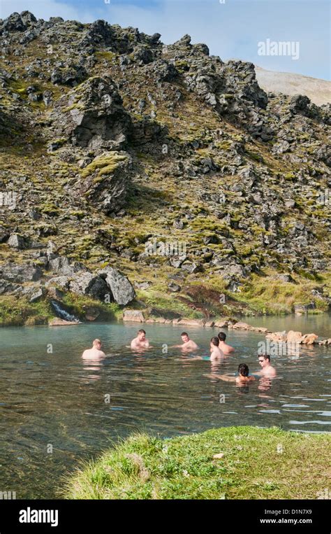 Enjoying Hot Springs In Landmannalaugar Iceland Stock Photo Alamy