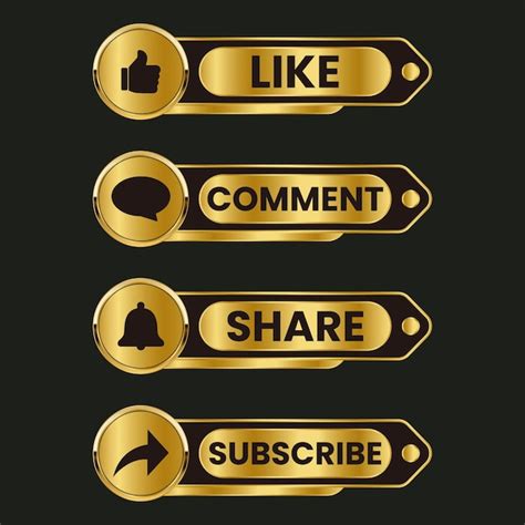 Premium Vector Youtube Golden Like Comment Share And Subscribe Button