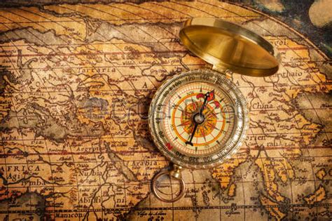 Old Vintage Golden Compass On Ancient Map Stock Photo Crushpixel