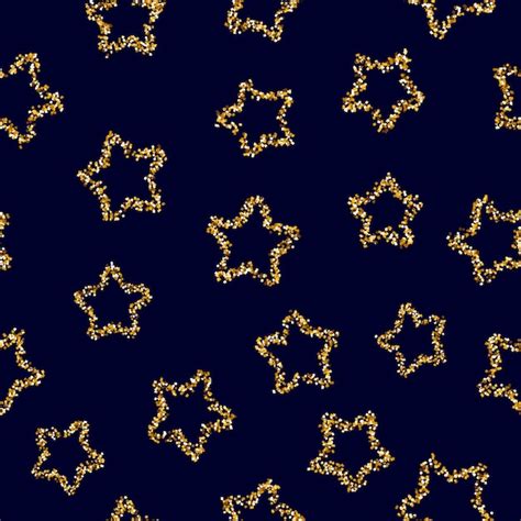 Premium Vector Golden Glitter Stars Seamless Pattern