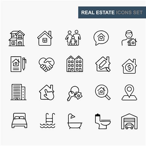 Real Estate Minimal Thin Line Web Icon Set Included The Icons As