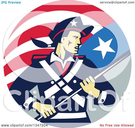 Clipart Of A Retro American Patriot Minuteman Revolutionary Soldier