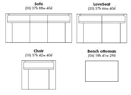 The typical thickness for a sofa bed mattress is relatively thin, around four to five inches. standard sofa sizes - Google Search | Sofa dimension ...