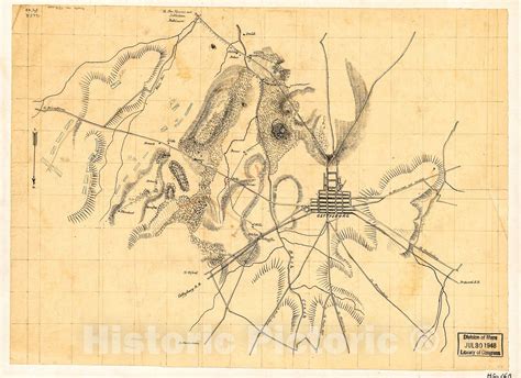 Historic 1863 Map Preliminary Sketch Of The Battle Of Gettysburg