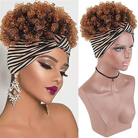 Headband Wig Afro High Puff Hair Bun Ponytail With Soft Calico Pattern
