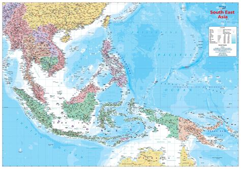 South East Asia Wall Map By Hema Maps Mapsales Gambaran