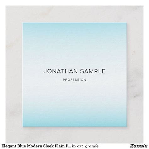 Elegant Blue Modern Sleek Plain Professional Luxe Square Business Card