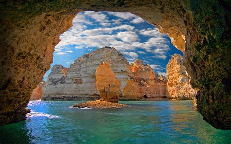 Nature Landscape Cave Sea Island Clouds Portugal Erosion Water Rock