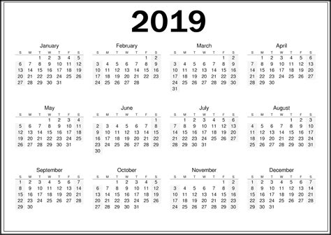 Blank Calendar Template 2019 Download Printable Yearly Calendar