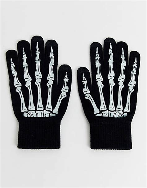 Asos Design Skeleton Halloween Touchscreen Gloves Asos