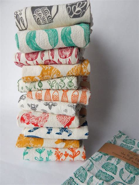 Kitchen Towels Hand Printed Towels Choose Your Set Of 10 Etsy Hand