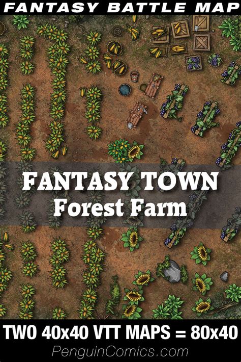 VTT Battle Maps Fantasy Town Forest Farm Two VTT X Maps X PenguinComics VTT
