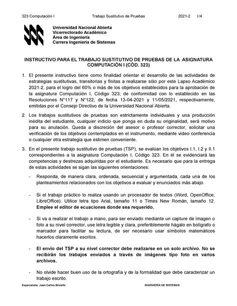 Trabajo Práctico Sustitutivo De Prueba Tsp 2021 2 Universidad