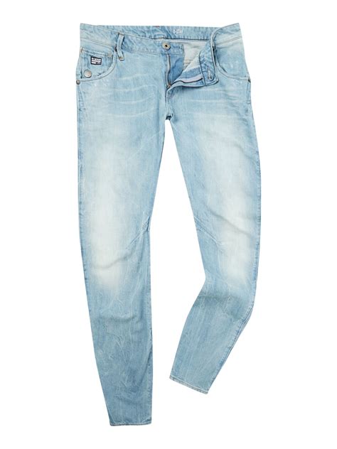 Lyst G Star Raw Arc Slim Fit Light Stonewash Wash Jeans In Blue For Men