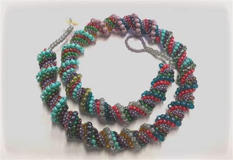 Cellini Spiral Rope Necklace Made With Size 11 Size 8 And Size 6 Seed Beads Beaded Necklace