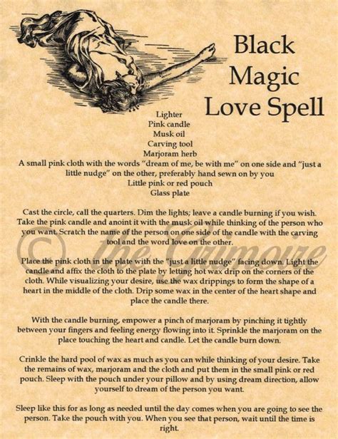 Black Magic Love Spell Book Of Shadows Page Rare Wiccan Spell