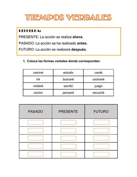 Ficha Interactiva De Tiempos Verbales Para Quinto Grado Images And