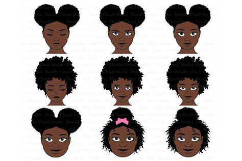 Afro Girl Svg Bundle Afro Woman Svg Black Woman Natural Hair Clipart