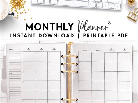 FREE Monthly Planner Printable PDF - World of Printables