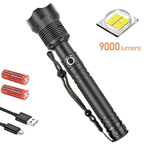 Rechargeable Tactical Flashlight 90000 Lumens Water Resistant Camping
