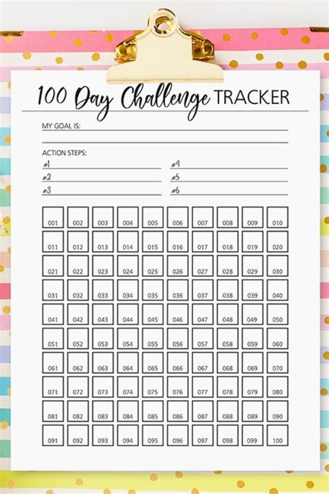 Printable 100 Day Challenge Tracker Its Free And Super Cute 100